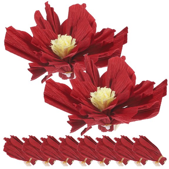 TITINICE 10-Pack Red Paper Flower Decorations for Festival, Party, Wall Hanging, and Home Decor Ornaments