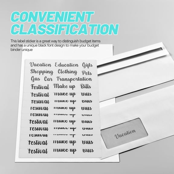 TITINICE Cash Envelope Label Stickers Black PVC Adhesive Sticker 10 Sets