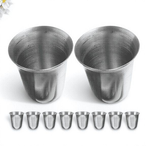 TITINICE 10Pcs Elegant Plated Silver Stainless Steel Communions Cups Stackable for Easy Storage