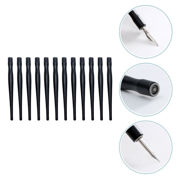 TITINICE 12Pcs Black Plastic Dip Penholders Compatible with Various Comic Art Pen Nibs