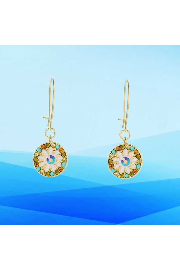 1Pair Golden Round Earrings Renaissance Style Ear Drop Ear Jewelry for Decoration