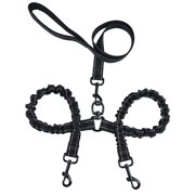 TITINICE 1Pc Black Nylon Pet Traction Strap Dual Head Leash for Convenient Walking