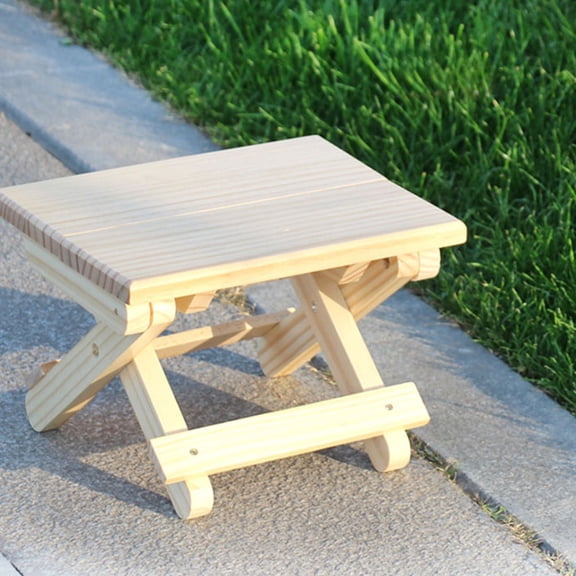 TITINICE 1-Piece Yellow Wooden Folding Stool, Compact Portable Foldable Chair Taboret for Fishing, Camping, Indoor/Outdoor Use