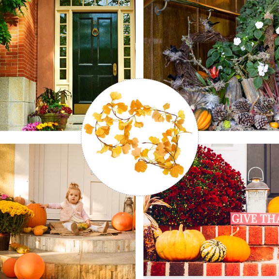 TITINICE 1Pc Yellow Maple Leaf Vine Wreath Artificial Rattan Ornament