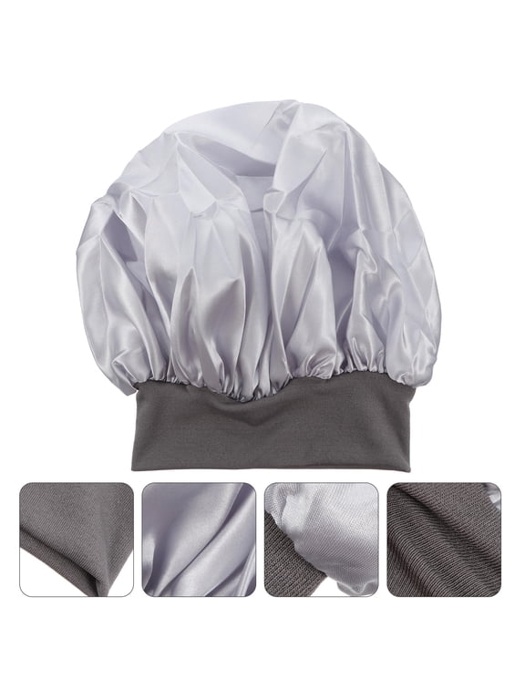 1Pc Plated Silver Wide Side Sleep Hat with Stretchable Elastic Band