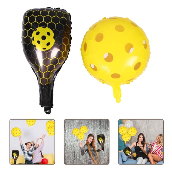 TITINICE 1Set Aluminum Foil Sports Balloon Yellow Inflatable Pickleball Paddle for Party Decor