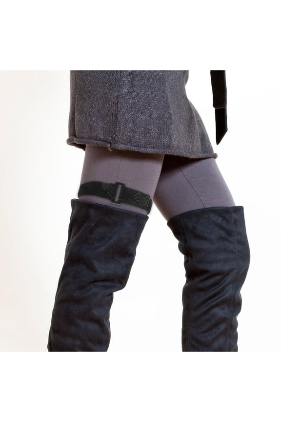 1Set Black Polyester Boot Grip Straps Adjustable with Hook and Loop for Tall Boots