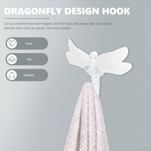 TITINICE Home Wall Mounted Hook Decoration Vintage Dragonfly Hook 1 Set White
