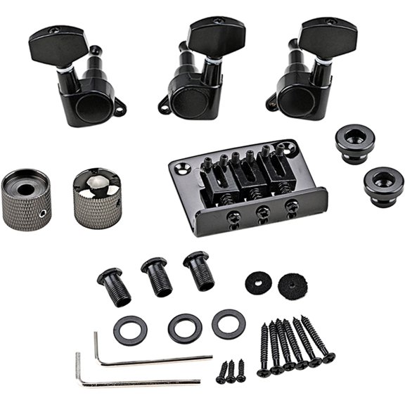 TITINICE 1Set Strap Locks for Guitar Bridge Black Metal Durable Accessories Perfect for 3 String Guitar