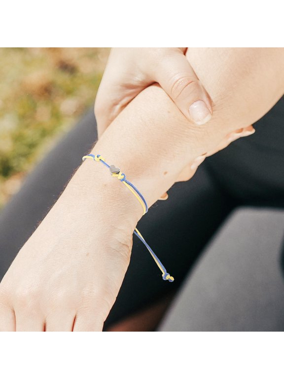 2-Piece and Yellow Handmade Woven Bracelets, Adjustable Friendship String Bracelets with Heart Charm, Jewelry Set