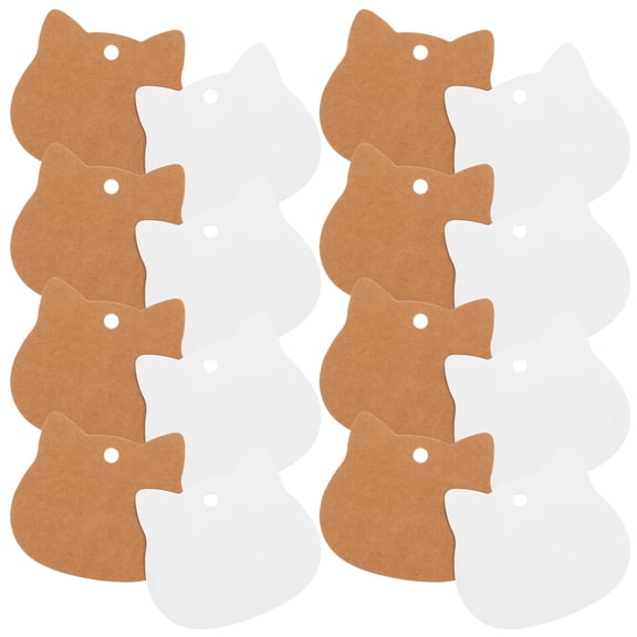 TITINICE 200Pcs Brown Kraft Paper Cat Head Tags Blank Writable DIY Hang Tags for Party Wrapping