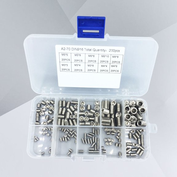 TITINICE 200Pcs Hex Allen Head Stainless Steel Grub Screw Kit for Durable Fastening Use Plated Silver