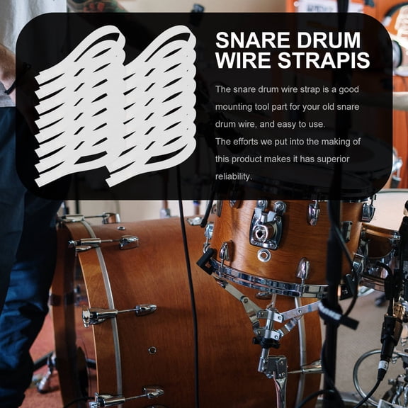 TITINICE 20-Pack White PET Flexible Snare Drum Wire Straps for Drum Accessories and Mounting