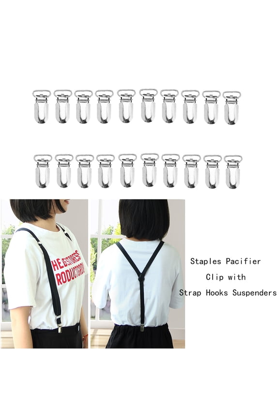25Pcs White Metal Suspender Clips Adjustable Strap Fasteners with Durable Iron Construction