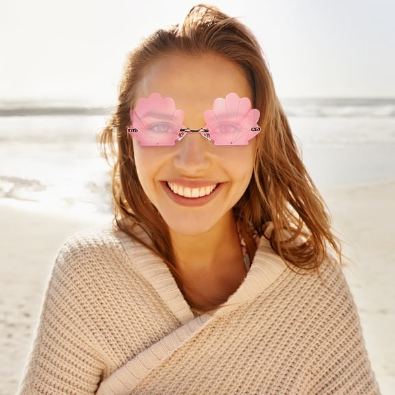 TITINICE 2Pairs Assorted Color Funky Sunglasses Shell Shape Decorative Glasses for Party Props