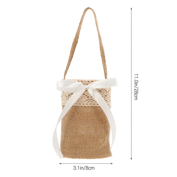 TITINICE 2Pcs Multi Use Burlap Wedding Basket for Dried Flower and Candy Storage