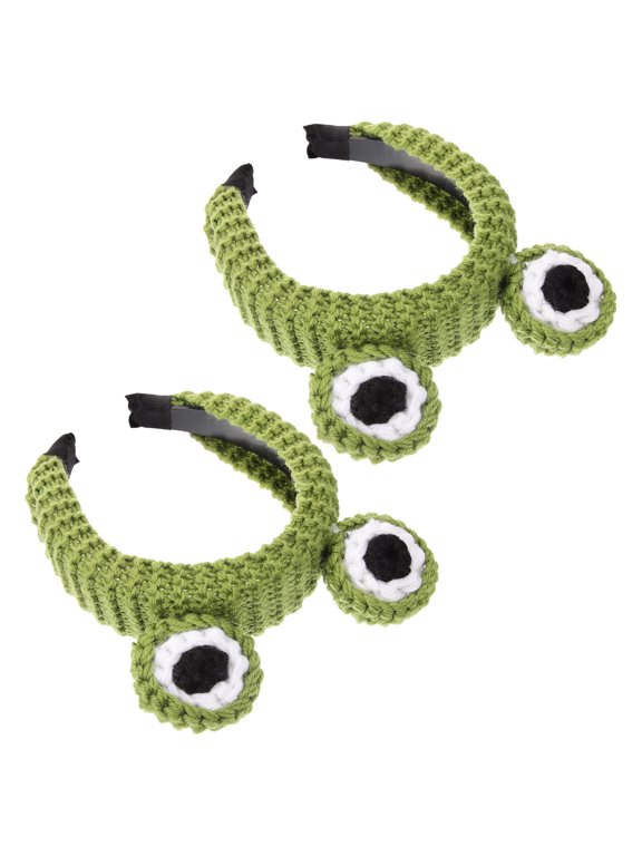 frog headband Knit Yarn Crochet Frog Eye Hair Accessory 2 Pcs