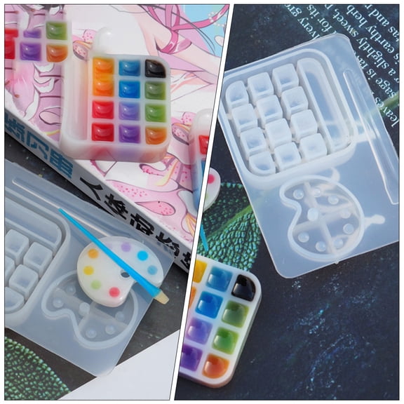 TITINICE 2-Pack Crystal Epoxy Silicone Molds for Paint Trays, Flexible, , White Resin Casting Mold Set