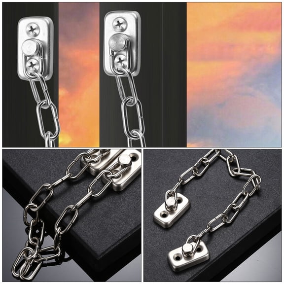 TITINICE 2Pcs Durable Stainless Steel Safety Chain Lock Plated Silver for Household Window and Door Security