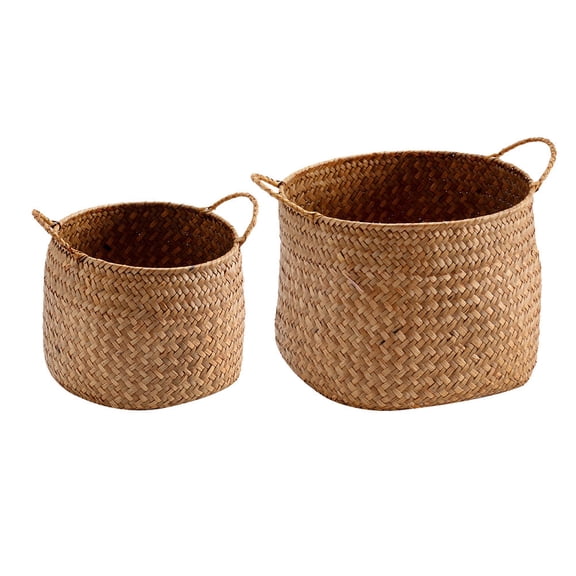 TITINICE 2Pcs Japanese Style Handwoven Storage Baskets in Light Brown for Organizing Magazines and Daily Essentials