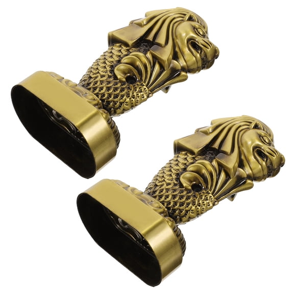 TITINICE 2Pcs Metal Merlion Statues with Stable Base Golden Fish Tail Lion Model for Desktop Decor