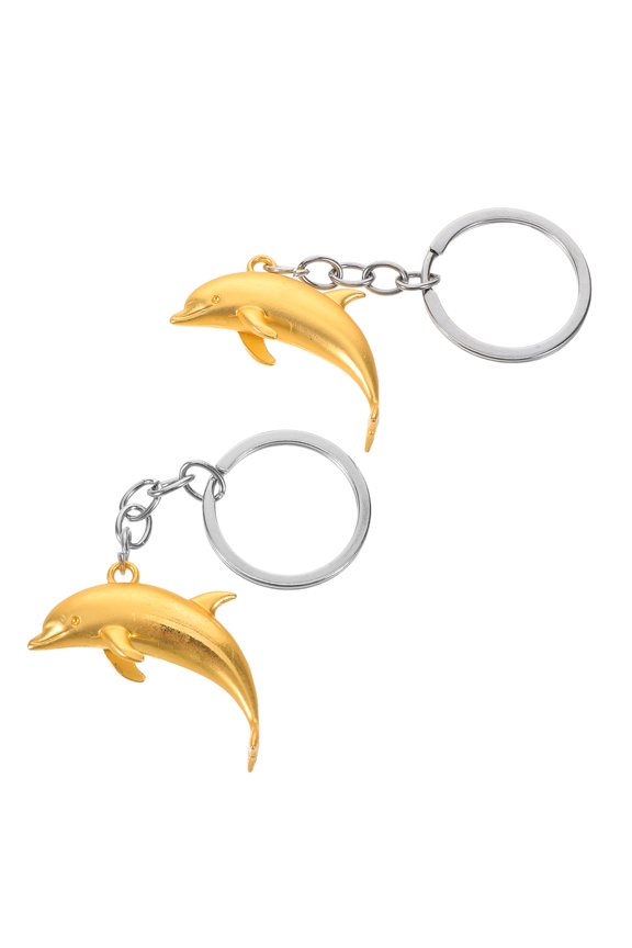 2Pcs Ocean Dolphin Keychains Metal Key Chain Pendant for Backpack Decor and Party Favors