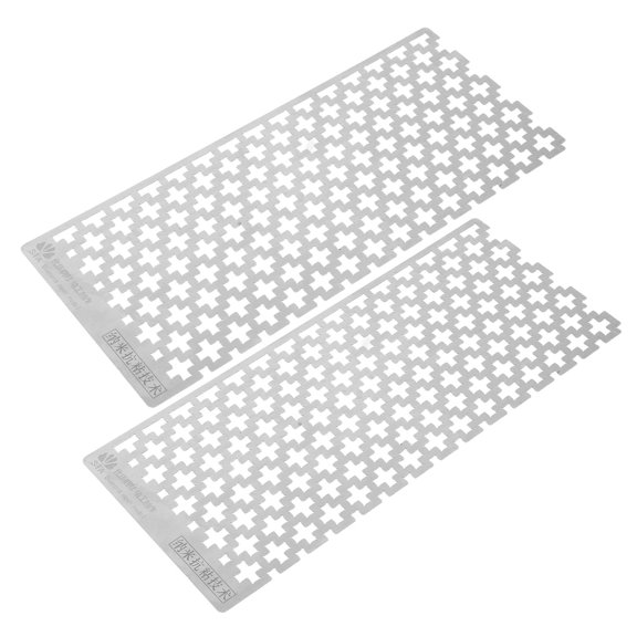 TITINICE 2Pcs Plated Silver Stainless Steel Rhinestone Grid Layout Rulers with Clear Laser Etched Markings