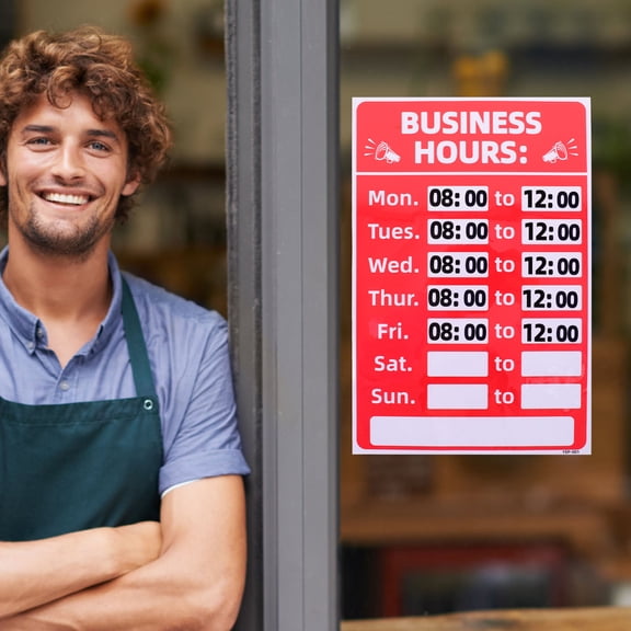 TITINICE 2Pcs Business Hours Sign Stickers Red PVC Durable Open Closed Window Decal for Store Door