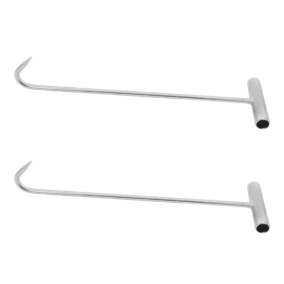 TITINICE 2Pcs Versatile Manhole Cover Hook Tool Plated Silver for Lifting Storm Drains Roll Up Doors