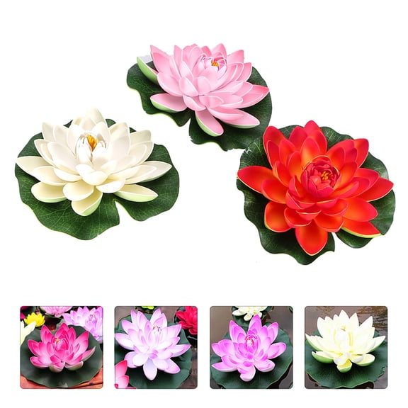 TITINICE 3Pcs Aquatic Artificial Lily Flower Shape PU Floating Fish Aquarium Accessories Home Decor
