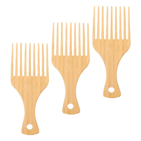 TITINICE 3Pcs Male Hair Styling Wide Tooth Combs Bamboo Hair Pick Accessories Light Brown