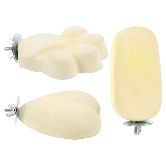TITINICE 3Pcs Natural Grinding Stone Bird Perch Stand with Yellow Platforms for Parakeets Hamsters and Small Pets