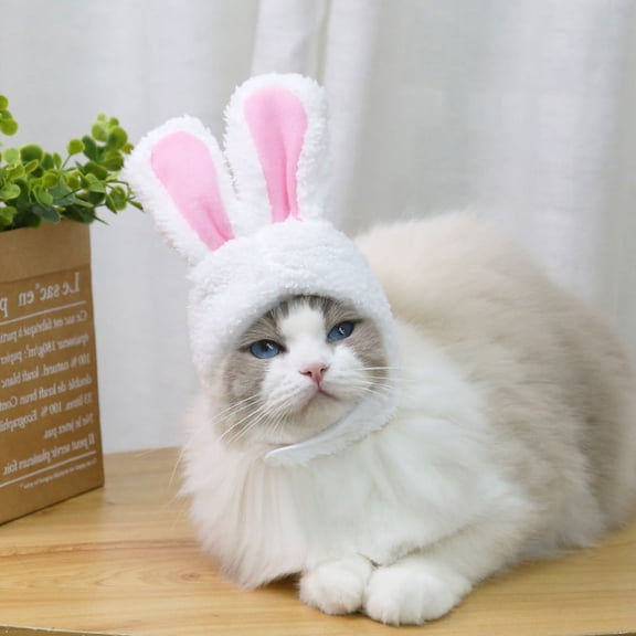 TITINICE 4Pcs Plush Rabbit Pet Hat Assorted Colors Lovely Dog and Cat Cosplay Headgear for Parties