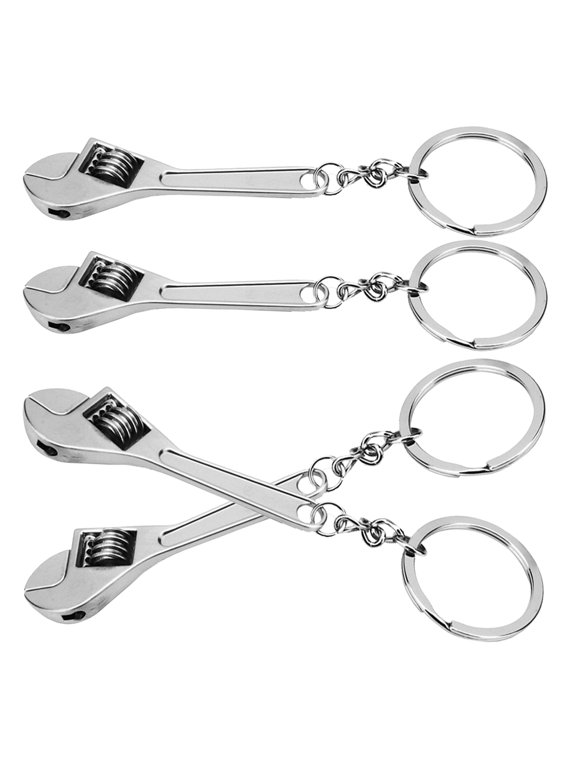 4-Pack Portable Metal Key with Small Wrench Design, Key Chains for Home and Everyday Use