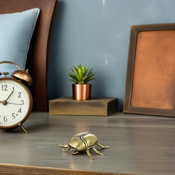 TITINICE 4Pcs Vintage Brass Beetle Statue with Retro Steampunk Appeal for Home and Office Decor
