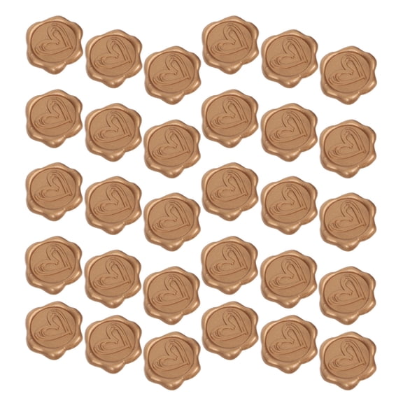 TITINICE 50Pcs Brown Wax Seal Heart Stickers Waterproof Durable Self Adhesive for Wedding Cards