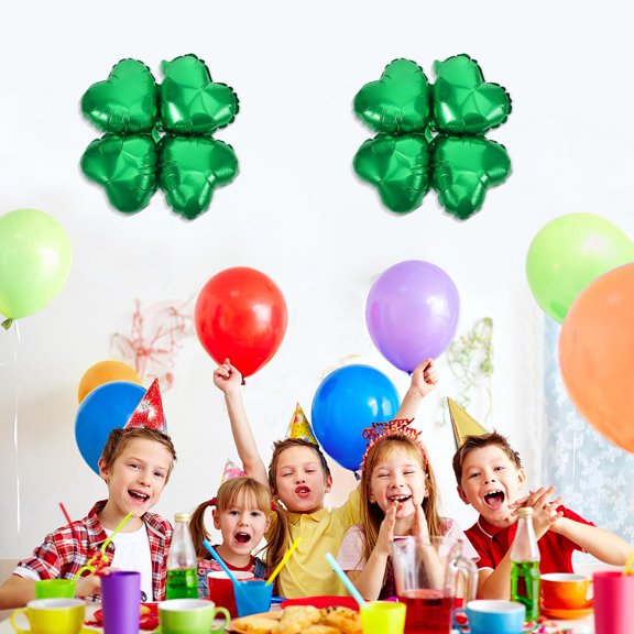 TITINICE 50Pcs Green Heart Shape Four Leaf Clover Balloon Festival Foil Balloon for Parties