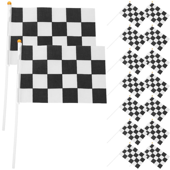 TITINICE 50Pcs Sports Checkered Flags with Plastic Handles Ideal for Racing Parties