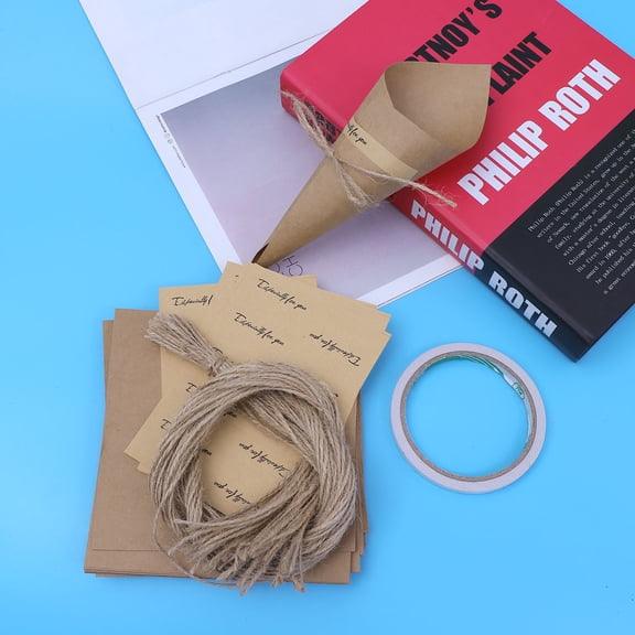 TITINICE 50Pcs Vintage Khaki Paper Cone Bouquet Wraps High Grade Material for Wedding and Special Occasions