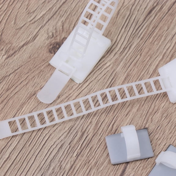 TITINICE 50Pcs White Cord Management Ties with Self Adhesive for Fixing Computer and TV Cables