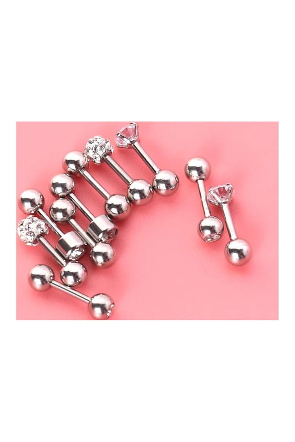 5Pairs Stainless Steel Barbell Earring Set Round Ball Studs with Smooth Surface for Comfortable Wear