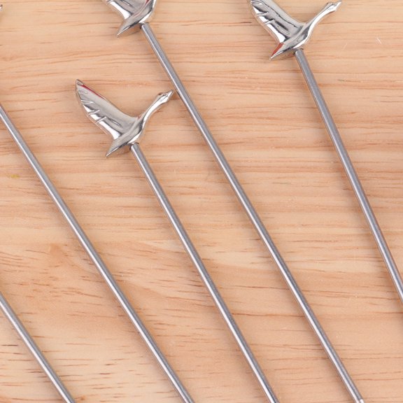 TITINICE 5Pcs Plated Silver Stainless Steel Fruit Picks Reusable Tableware for Parties and Salads