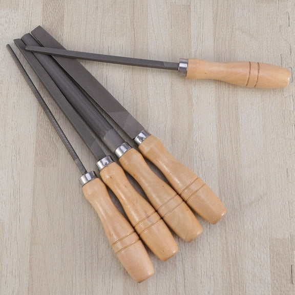 TITINICE 5Pcs Rasp File Set with Wooden Handles for Precision Metal Wood and Plastic Finishing