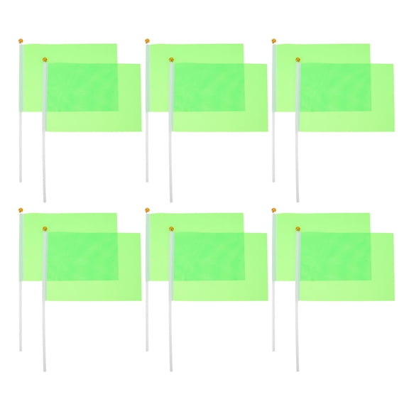 TITINICE 60Pcs Lightweight Handheld Green Flags with Solid Color Blank Canvas for Craft and Grand Opening Use