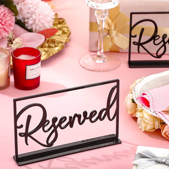 TITINICE 6Pcs Acrylic Reserved Table Signs Black Decorative Wedding Reserved Seating Decorations for Formal Events