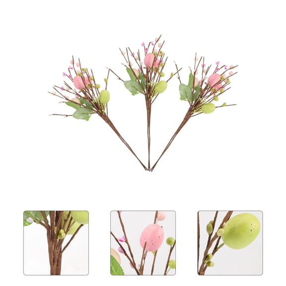 TITINICE 6-Pack Artificial Easter Flower Picks with Realistic Berry Stems for Rustic Spring Home Decoration