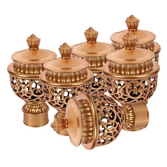 TITINICE 6Pcs Decorative Golden Drapery Rod End Caps Roman Rod Finial Window Hardware