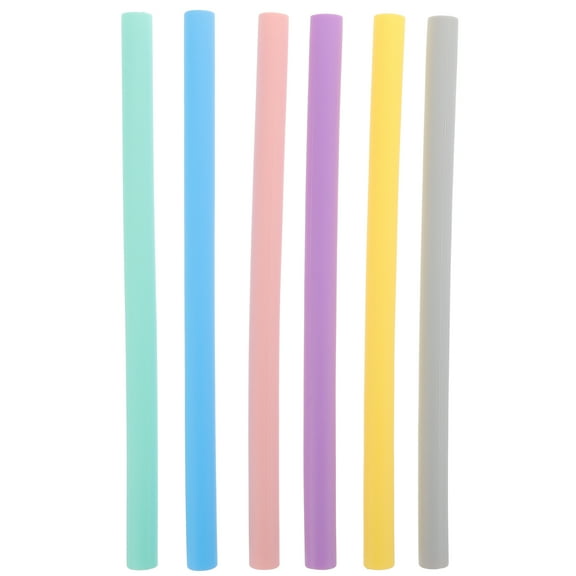 TITINICE 6Pcs Reusable Silicone Straws Soft Flexible Smoothie Straws Assorted Colors for Party Drinks