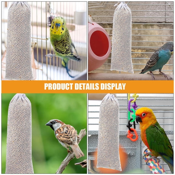 TITINICE 8Pcs Portable Polyester Bird Feeding Mesh Bags White Drawstring Sack for Home Use