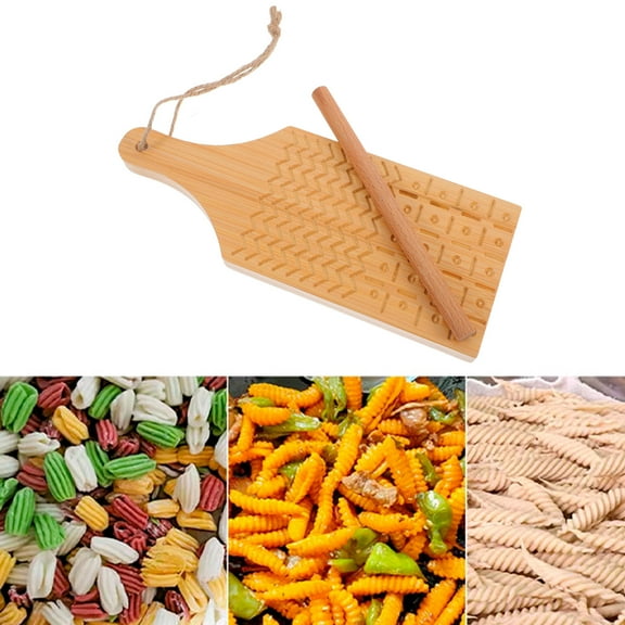 TITINICE 1 Set Bamboo Spaghetti Maker Khaki Wooden Pasta Board for Pasta Making